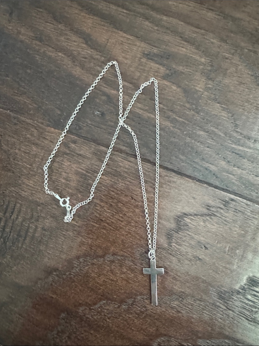 NWOT Minimalist Sterling Silver Cross Necklace - Polished